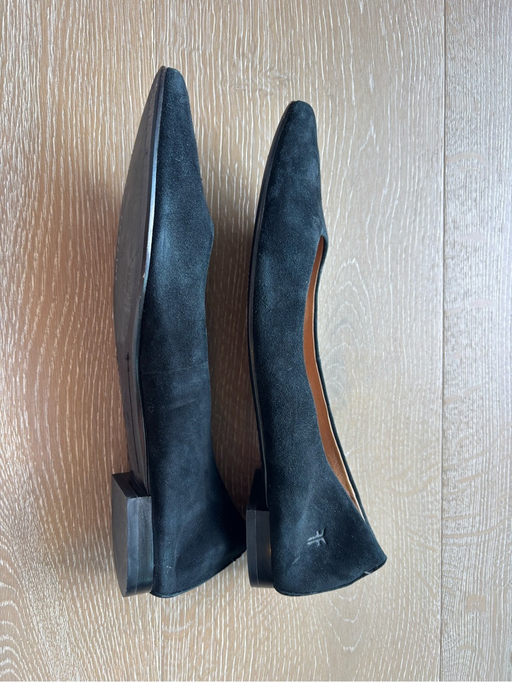 Frye Black Suede Pointed Toe Ballet Flats - Picture 4 of 6